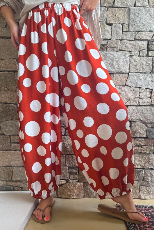 Basso Big Dot Balloon Cuff Pant Rust & White